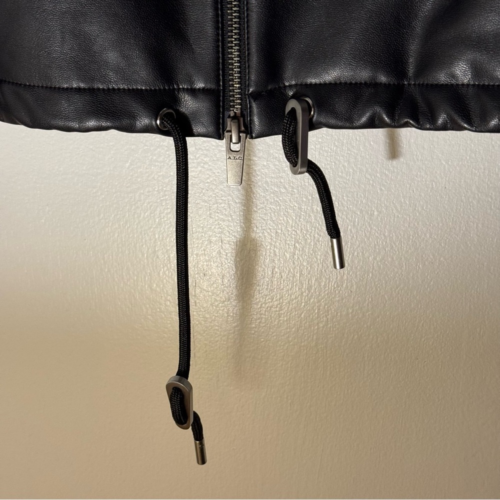 A.L.C. Hooded Faux Leather Full Zip Jacket Size Small in Solid Black - Picture 4 of 8